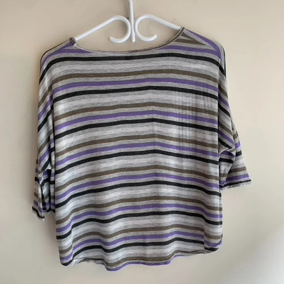 Aritzia Wilfred T-shirt Cropped stripes boxy fit short sleeve Gray Size XS - Picture 11 of 14